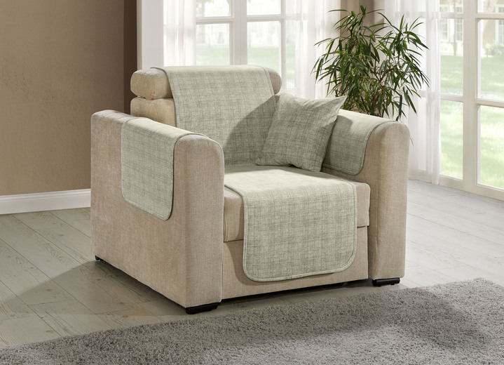 Sessel- & Sofaüberwürfe - Wohnaccessoires mit Anti-Rutsch-Beschichtung, in Größe 101 (Sesselschoner, 50x150 cm) bis 905 (2 Kissenbezüge, 40x 40 cm), in Farbe BEIGE Ansicht 2