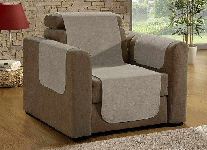 Sessel- & Sofaüberwürfe - Sessel- und Sofaschoner mit Fleckschutz und Anti-Rutsch-Beschichtung, in Größe 101 (Sesselschoner, 50x150 cm) bis 865 (2 Armlehnenschoner, 50x 70 cm), in Farbe ROT Ansicht 6