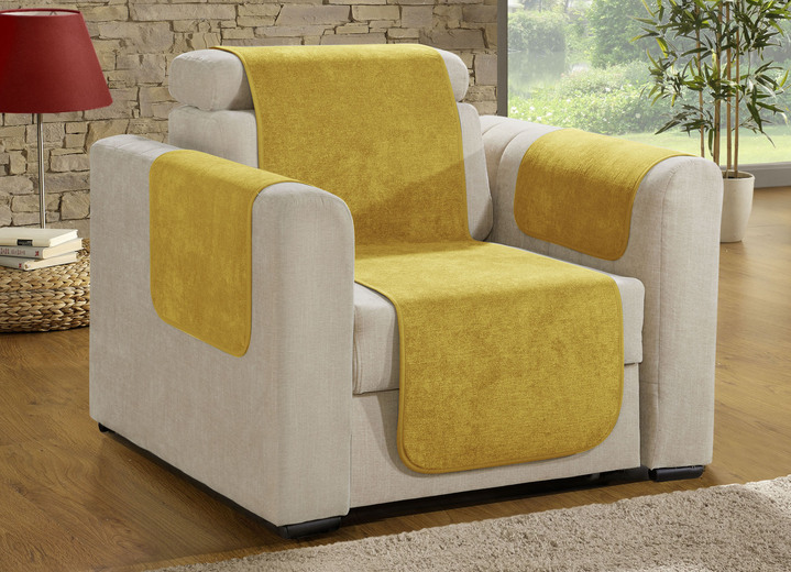 Sessel- & Sofaüberwürfe - Sessel- und Sofaschoner mit Fleckschutz und Anti-Rutsch-Beschichtung, in Größe 101 (Sesselschoner, 50x150 cm) bis 865 (2 Armlehnenschoner, 50x 70 cm), in Farbe ROT Ansicht 4