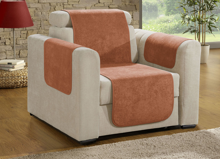 Sessel- & Sofaüberwürfe - Sessel- und Sofaschoner mit Fleckschutz und Anti-Rutsch-Beschichtung, in Größe 101 (Sesselschoner, 50x150 cm) bis 865 (2 Armlehnenschoner, 50x 70 cm), in Farbe ROT Ansicht 9