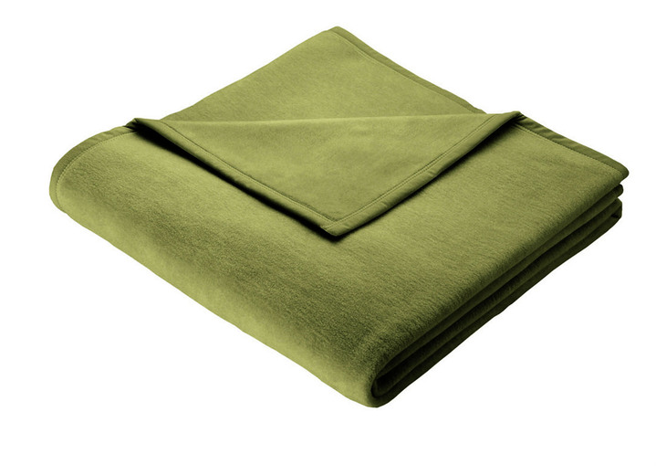 Decken - Hochwertige Schlafdecke mit Veloursband-Einfassung von Bocasa, in Größe 185 (100x150 cm) bis 295 (220x240 cm), in Farbe OLIV Ansicht 1
