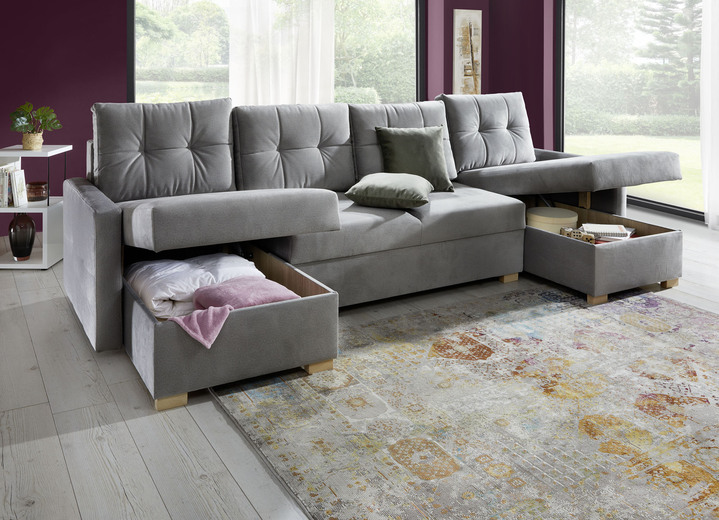 Funktions-Polstermöbel - Gemütliche Wohnlandschaft mit Bettfunktion und 3 Bettkästen, in Farbe ANTHRAZIT Ansicht 5