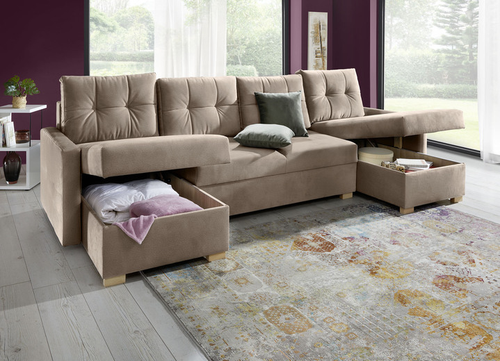 Funktions-Polstermöbel - Gemütliche Wohnlandschaft mit Bettfunktion und 3 Bettkästen, in Farbe ANTHRAZIT Ansicht 8