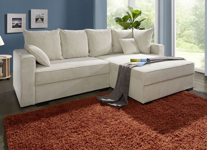 - Polsterecke mit Bettfunktion und 2 Dekokissen, in Farbe CREME Ansicht 1