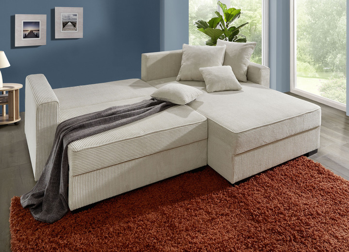 - Polsterecke mit Bettfunktion und 2 Dekokissen, in Farbe CREME Ansicht 2