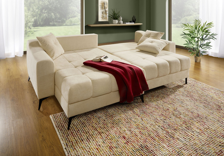 - Moderne Polsterecke mit Bettfunktion, in Farbe CREME Ansicht 2