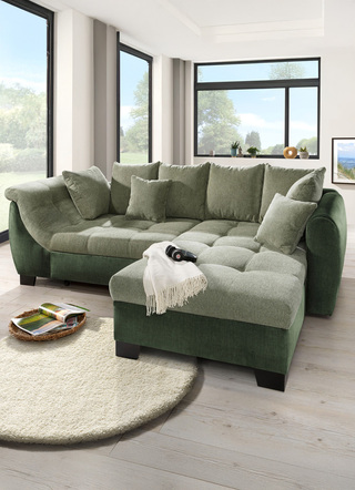 Funktions-Polstermöbel - Bequeme Polsterecke mit Bettfunktion, in Farbe DUNKELGRÜN-GRÜN – Farbe DUNKELGRÜN-GRÜN – Ansicht 