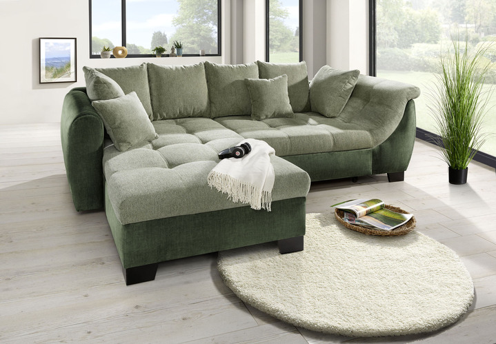 Funktions-Polstermöbel - Bequeme Polsterecke mit Bettfunktion, in Farbe DUNKELGRÜN-GRÜN Ansicht 8