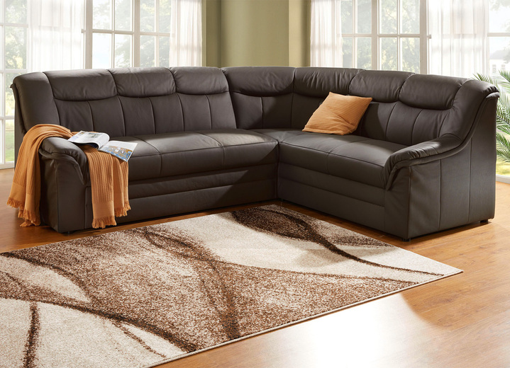 Funktions-Polstermöbel - Polsterecke mit Bezug aus echtem Leder, in Farbe CREME Ansicht 9