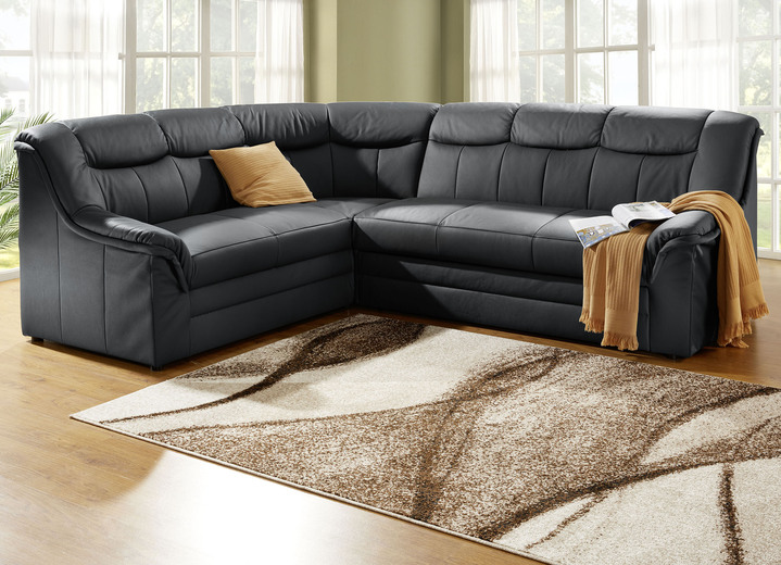 Funktions-Polstermöbel - Polsterecke mit Bezug aus echtem Leder, in Farbe CREME Ansicht 5