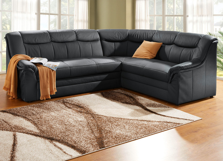 Funktions-Polstermöbel - Polsterecke mit Bezug aus echtem Leder, in Farbe CREME Ansicht 11