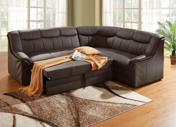 Funktions-Polstermöbel - Polsterecke mit Bezug aus echtem Leder, in Farbe CREME Ansicht 10