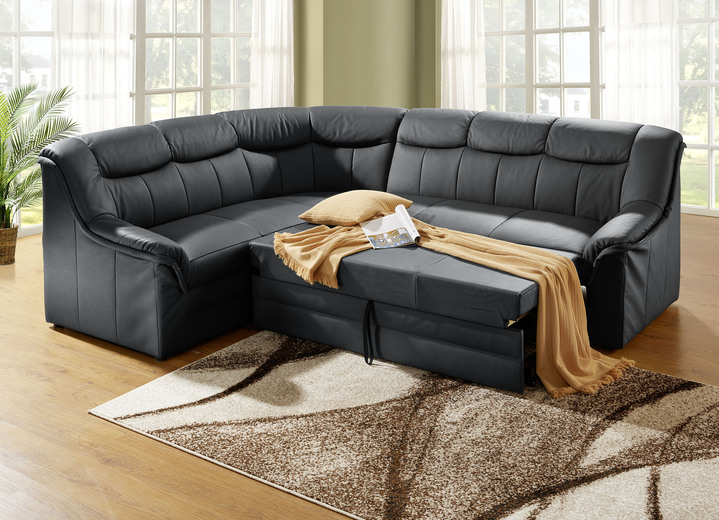 Funktions-Polstermöbel - Polsterecke mit Bezug aus echtem Leder, in Farbe CREME Ansicht 6