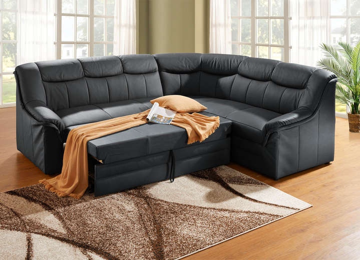 Funktions-Polstermöbel - Polsterecke mit Bezug aus echtem Leder, in Farbe CREME Ansicht 12