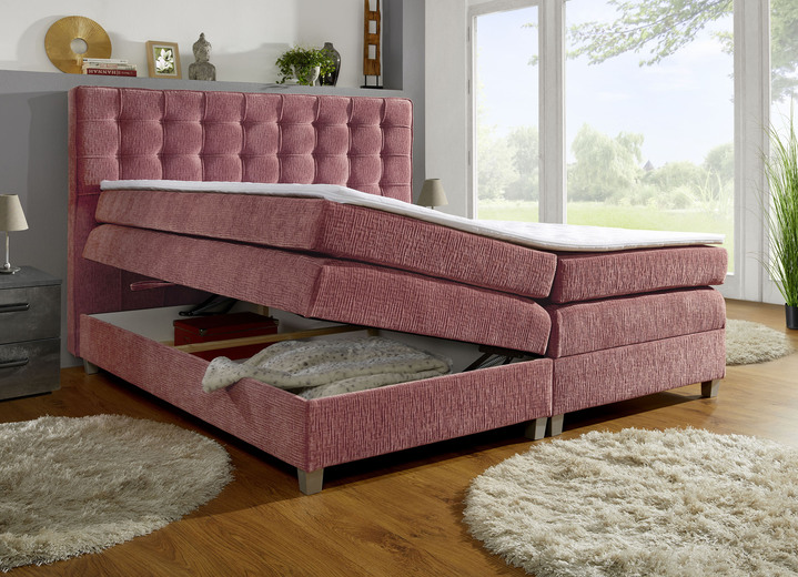 - Boxspringbett mit 2 praktischen Bettkästen, in Farbe ROSA Ansicht 2