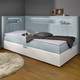 Betten - Boxspringbett mit integrierter LED-Beleuchtung – Farbe WEISS-HELLBLAU Betten - Boxspringbett mit integrierter LED-Beleuchtung, in Farbe WEISS-HELLBLAU, in Ausführung Mit Kopfteil