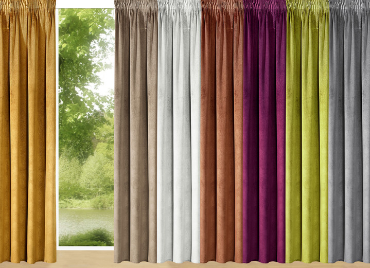 Klassisch - Energiespar-Verdunkelungsschals in Samtoptik Ansicht 2 Klassisch - Energiespar-Verdunkelungsschals in Samtoptik, in Größe 364 (H150xB140 cm) bis 436 (H245xB140 cm), in Farbe TAUPE, in Ausführung mit Universalschienenband Ansicht 2