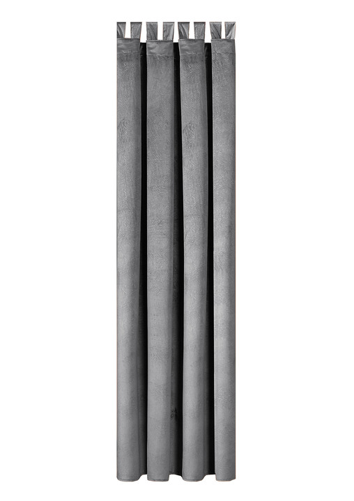 Klassisch - Energiespar-Verdunkelungsschals in Samtoptik, in Größe 364 (H150xB140 cm) bis 436 (H245xB140 cm), in Farbe GRAU, in Ausführung mit Schlaufen Ansicht 1