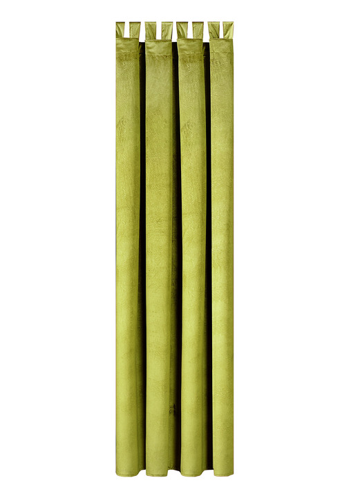 Heimtextilien - Energiespar-Verdunkelungsschals in Samtoptik, in Größe 364 (H150xB140 cm) bis 436 (H245xB140 cm), in Farbe GRÜN, in Ausführung mit Schlaufen Ansicht 1