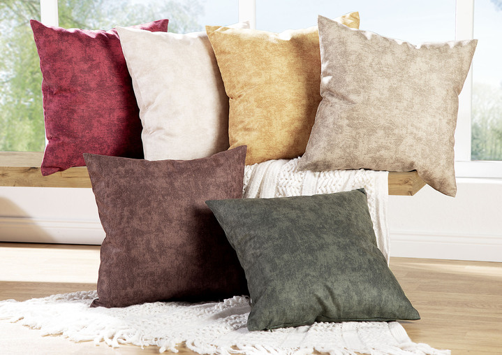 Kissenbezüge - Marmorierte Velours-Kissenbezüge, in Größe 105 (40x40 cm) bis 110 (50x50 cm), in Farbe CREME Ansicht 2