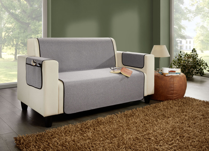 Sessel- & Sofaüberwürfe - Kombistarke Wohnaccessoires mit Anti-Rutsch-Beschichtung, in Größe 100 (Sesselschoner, 50x140 cm) bis 865 (2 Armlehnenschoner, 2x 38x 55 cm), in Farbe CREME Ansicht 6