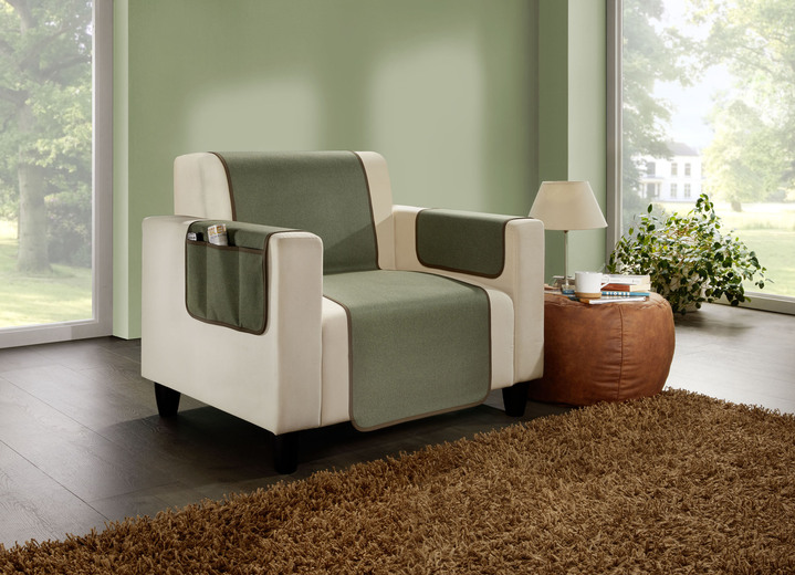 Sessel- & Sofaüberwürfe - Kombistarke Wohnaccessoires mit Anti-Rutsch-Beschichtung, in Größe 100 (Sesselschoner, 50x140 cm) bis 865 (2 Armlehnenschoner, 2x 38x 55 cm), in Farbe CREME Ansicht 5