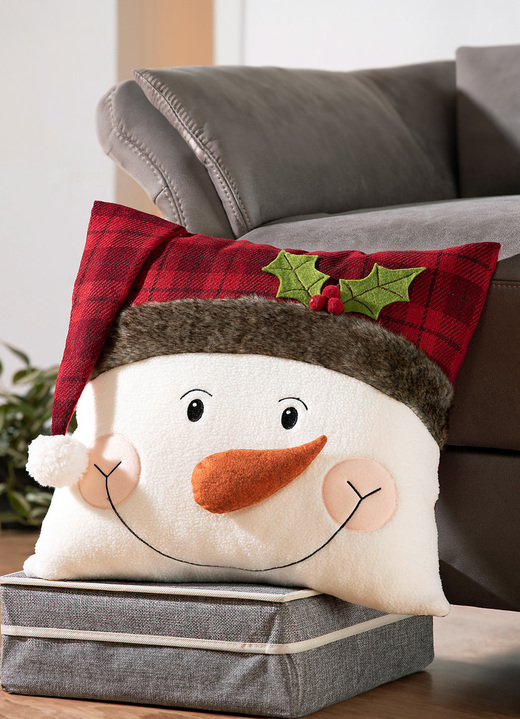 Kissenbezüge - Kissenbezug mit Schneemannapplikation, in Farbe BUNT Ansicht 2