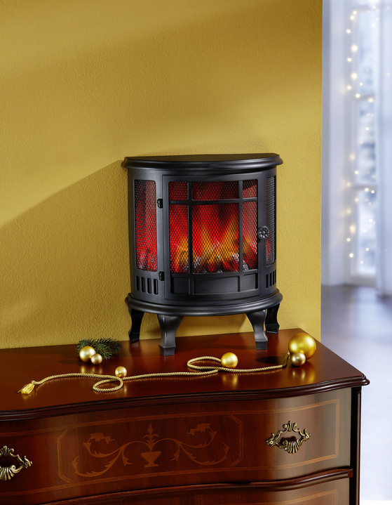 Weihnachtliche Dekorationen - Kamin mit LED-Beleuchtung, in Farbe SCHWARZ