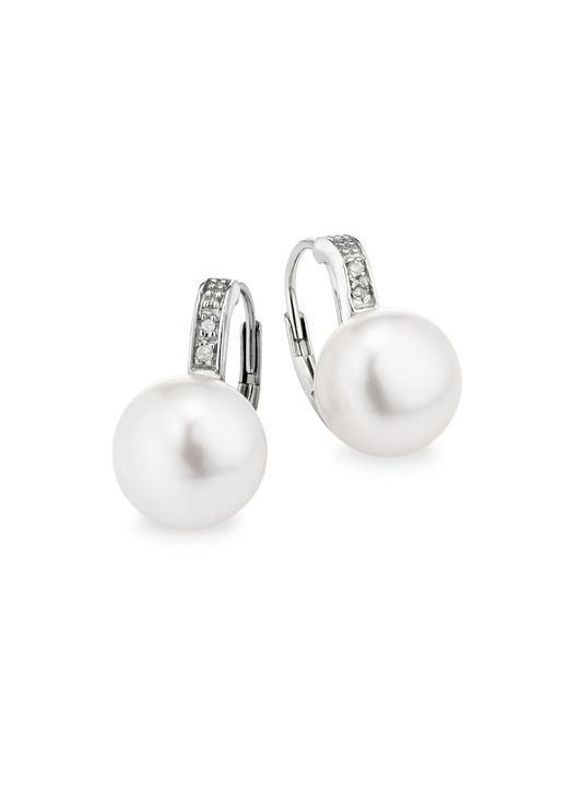 Ohrschmuck - Ohrringe mit Süßwasser-Zuchtperlen und Diamanten, in Farbe  Ansicht 2
