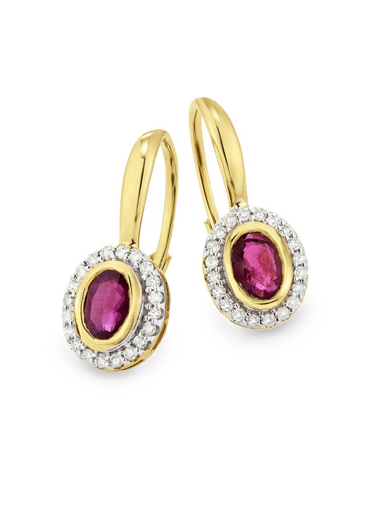 - Ohrringe mit Rubin Brillanten, in Farbe  Ansicht 2