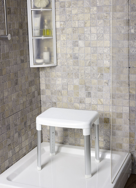 Sitzhilfen - Dusch- und Badehocker mit extra großer Sitzfläche, in Farbe WEISS