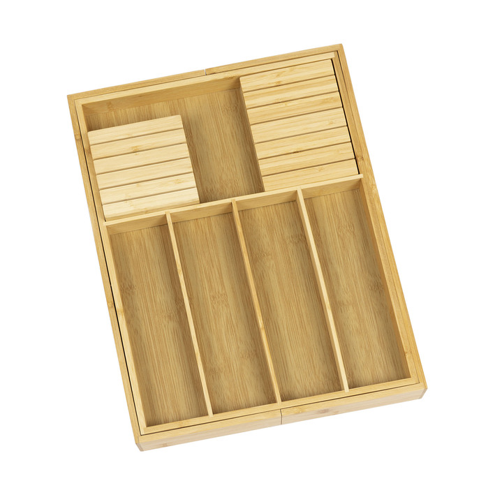 - Ausziehbarer Besteckkasten aus Bambus, in Farbe BRAUN Ansicht 2