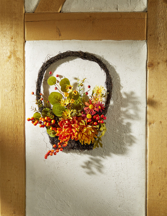 Kunst- & Textilpflanzen - Rattan-Korb zum Hängen, in Farbe GELB-ORANGE