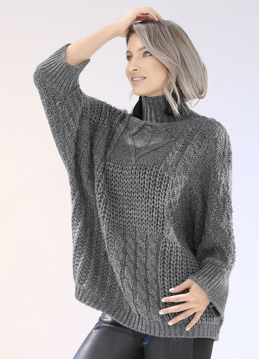 Mode - Pullover mit Alpaka und toller Struktur, in Größe L(44/46) bis XS(32/34), in Farbe GRAFIT MELIERT Ansicht 2