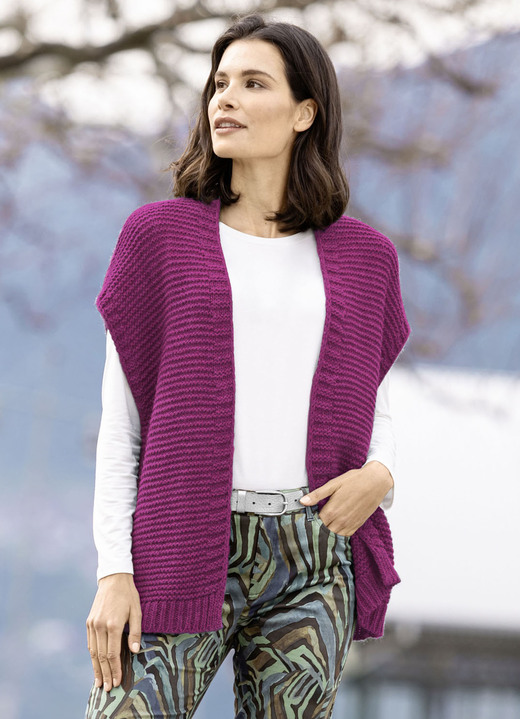 Jacken, Westen & Sets - Strickweste mit Alpaka , in Größe L(44/46) bis XL(48/50), in Farbe DUNKELSALBEI MELIERT Ansicht 4