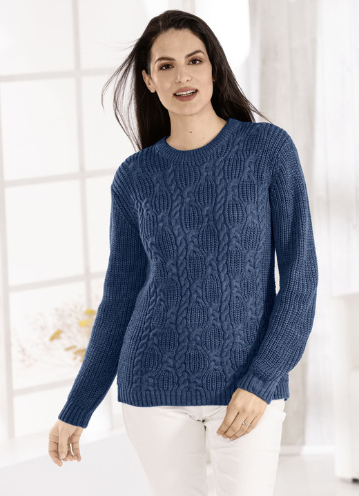 Pullover - Pullover in Strickmix Pullover - Pullover in Strickmix, in Größe 036 bis 052, in Farbe NACHTBLAU