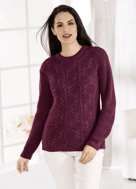 Pullover - Pullover in Strickmix Pullover - Pullover in Strickmix, in Größe 036 bis 052, in Farbe WEINROT