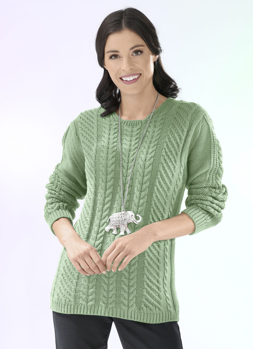 Pullover - Pullover in Strukturmix Pullover - Pullover in Strukturmix, in Größe 036 bis 052, in Farbe LINDGRÜN