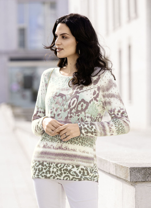 Pullover - Pullover mit Kaschmir, in Größe 036 bis 052, in Farbe MINT-ECRU-MULTICOLOR Ansicht 1