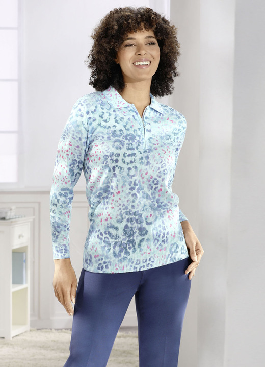 Pullover - Pullover in weich fließender Qualität, in Größe 036 bis 052, in Farbe EISBLAU-MULTICOLOR Ansicht 1