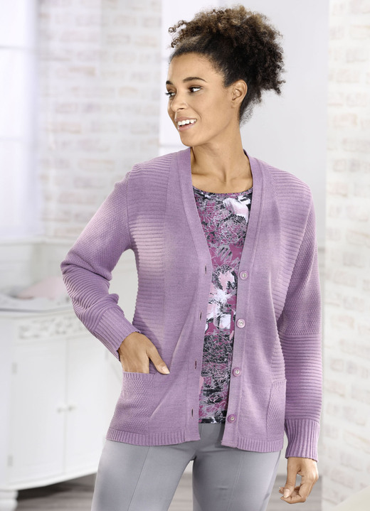 Jacken, Westen & Sets - Strickjacke in Strukturmix, in Größe 038 bis 054, in Farbe ALTROSA MELIERT Ansicht 1
