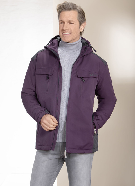 - Funktionsjacke mit Kapuze, in Größe 3XL (58) bis XXL (56), in Farbe AUBERGINE-ANTHRAZIT
