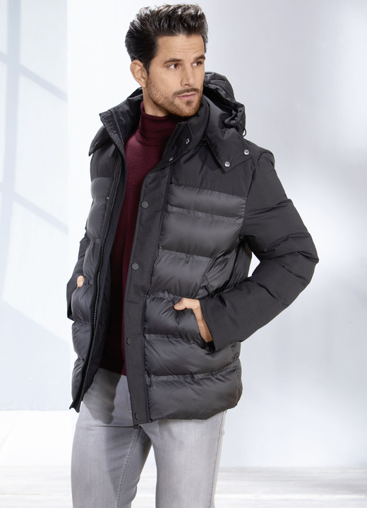 Herrenmode - Steppkurzjacke mit Stehkragen, in Größe 3XL (58) bis XXL (56), in Farbe SCHWARZ Ansicht 2