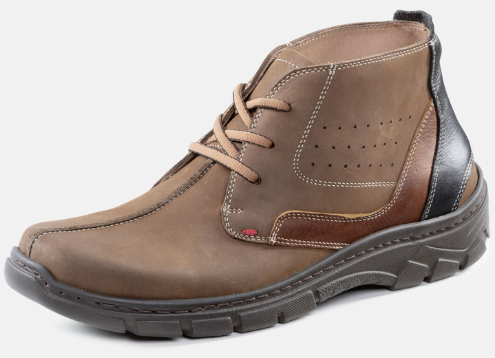 Stiefeletten - Schnür-Boot aus Nubukleder, in Größe 040 bis 046, in Farbe MARINE-TAUPE Ansicht 4