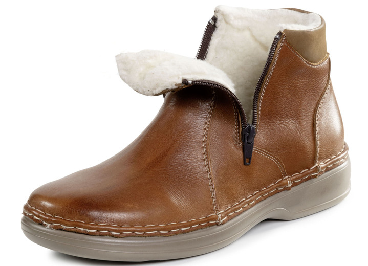 Mode - GINO GALANTE, gefütterte Herren-Stiefeletten, Winterschuhe, mit Wolle, in Größe 040 bis 046, in Farbe COGNAC Ansicht 2