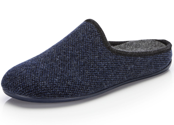 Hausschuhe - Pantoffel aus dezent gemustertem Textilmaterial, in Größe 039 bis 046, in Farbe GRAU Ansicht 4