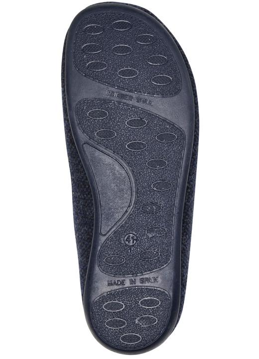 Hausschuhe - Pantoffel aus dezent gemustertem Textilmaterial, in Größe 039 bis 046, in Farbe MARINE Ansicht 3