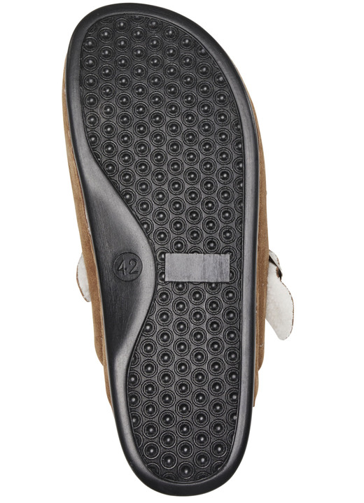 Mode - Pantoffel aus weichem Veloursleder, in Größe 040 bis 047, in Farbe SCHWARZ Ansicht 6