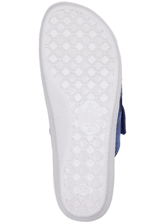 Sandaletten & Pantoletten - Klassische Damen-Pantoletten, Weite H, mit elastischem Material, in Größe 036 bis 041, in Farbe BLAU Ansicht 3