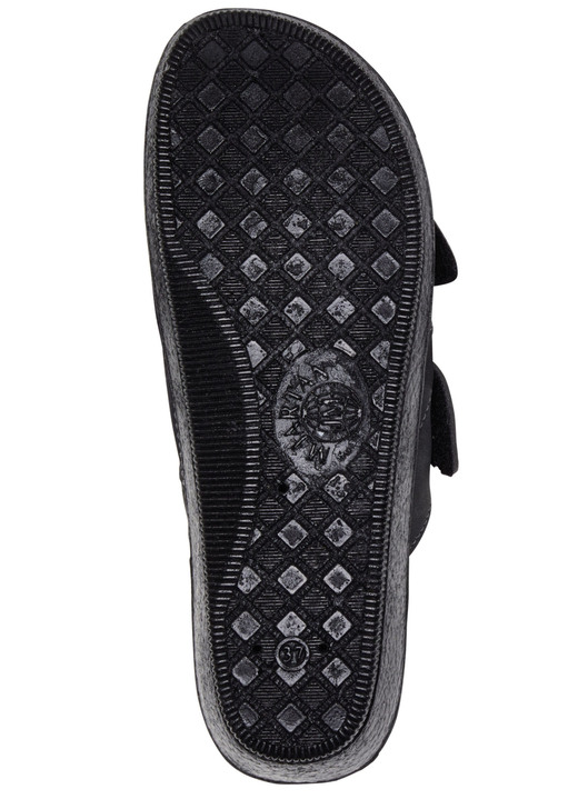 Sandaletten & Pantoletten - Klassische Damen-Pantoletten, Weite H, mit elastischem Material, in Größe 036 bis 041, in Farbe BLAU Ansicht 6